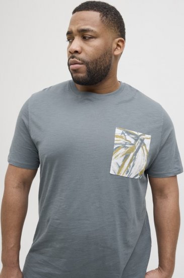 Jack & Jones Split Pocket Print T-Shirt Grey - Magliette - Magliette Uomo Taglie Forti