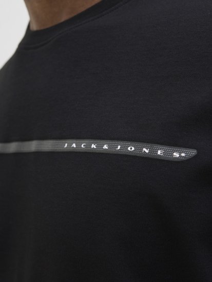 Jack & Jones FUSION Full Branding T-Shirt Black - Magliette - Magliette Uomo Taglie Forti