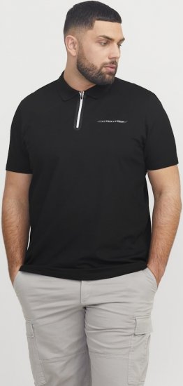 Jack & Jones Fusion Pique Zipper Polo Black - Polo - Polo Uomo Taglie Forti