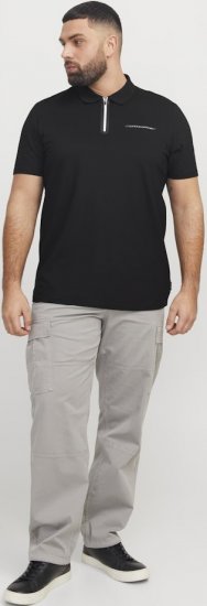 Jack & Jones Fusion Pique Zipper Polo Black - Polo - Polo Uomo Taglie Forti