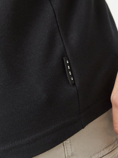 Jack & Jones Fusion Pique Zipper Polo Black - Polo - Polo Uomo Taglie Forti