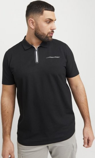 Jack & Jones Fusion Pique Zipper Polo Black - Polo - Polo Uomo Taglie Forti