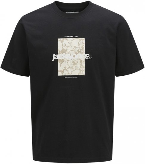Jack & Jones Tarmac Camo Crew Neck T-Shirt Black - Magliette - Magliette Uomo Taglie Forti