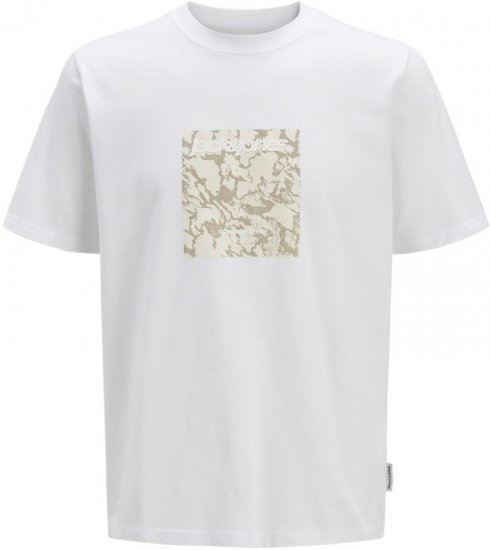 Jack & Jones Tarmac Camo Crew Neck T-Shirt Bright White - Magliette - Magliette Uomo Taglie Forti