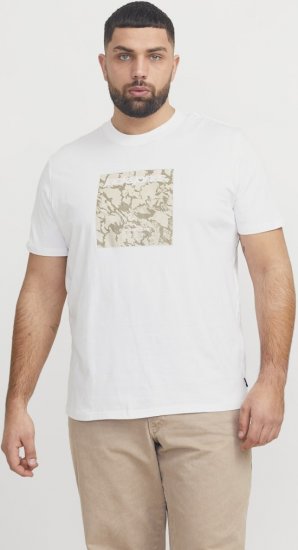 Jack & Jones Tarmac Camo Crew Neck T-Shirt Bright White - Magliette - Magliette Uomo Taglie Forti