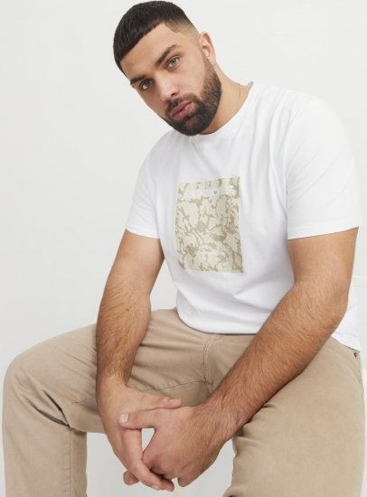 Jack & Jones Tarmac Camo Crew Neck T-Shirt Bright White - Magliette - Magliette Uomo Taglie Forti