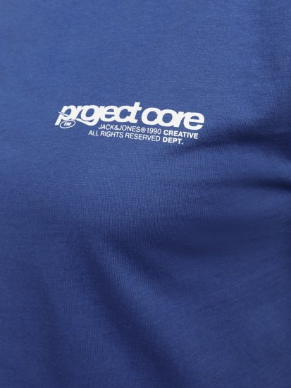 Jack & Jones Union Front & Back Print Crew Neck T-Shirt Beaucoup Blue - Magliette - Magliette Uomo Taglie Forti