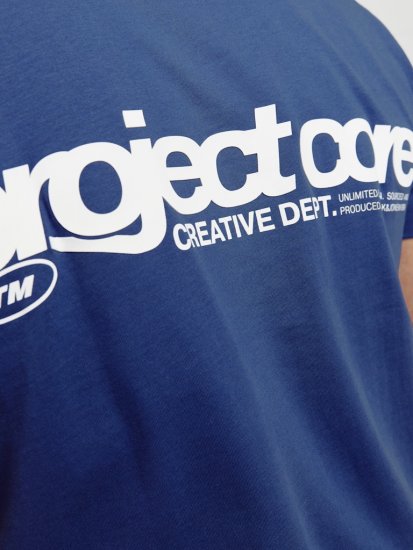 Jack & Jones Union Front & Back Print Crew Neck T-Shirt Beaucoup Blue - Magliette - Magliette Uomo Taglie Forti