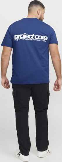 Jack & Jones Union Front & Back Print Crew Neck T-Shirt Beaucoup Blue - Magliette - Magliette Uomo Taglie Forti