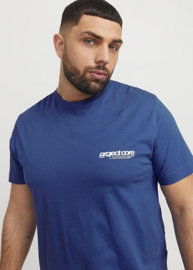 Jack & Jones Union Front & Back Print Crew Neck T-Shirt Beaucoup Blue - Magliette - Magliette Uomo Taglie Forti
