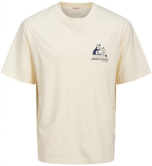 Jack & Jones Bellagio Collage Crew Neck T-Shirt Antique White - Magliette - Magliette Uomo Taglie Forti