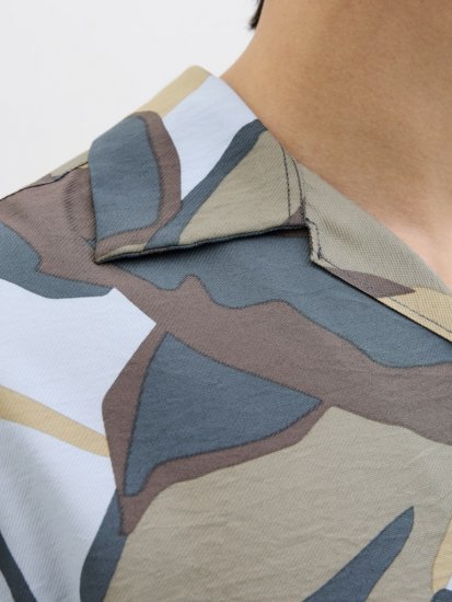 Jack & Jones Vira Marshall AOP Short Sleeve Shirt Silver Sage - Camicie - Camicie Taglie Forti Uomo