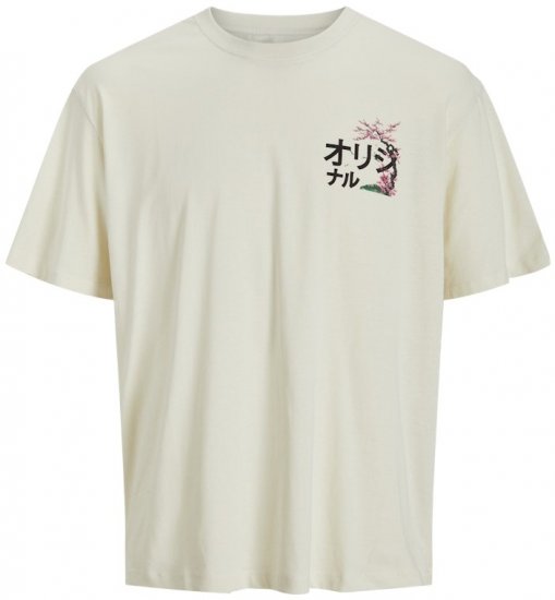 Jack & Jones Fuji Crew Neck T-Shirt Antique White - Magliette - Magliette Uomo Taglie Forti