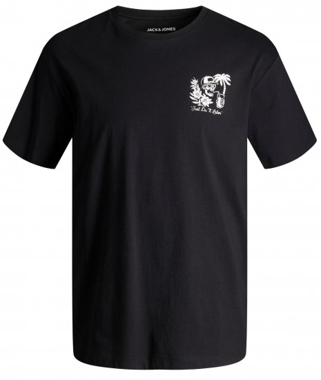 Jack & Jones JJCHILLER With Back Print Black - Magliette - Magliette Uomo Taglie Forti