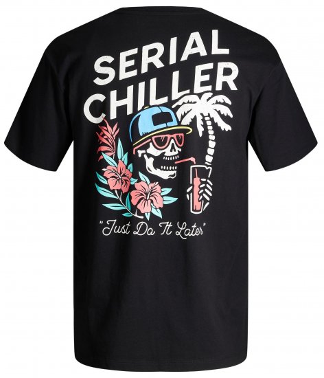 Jack & Jones JJCHILLER With Back Print Black - Magliette - Magliette Uomo Taglie Forti