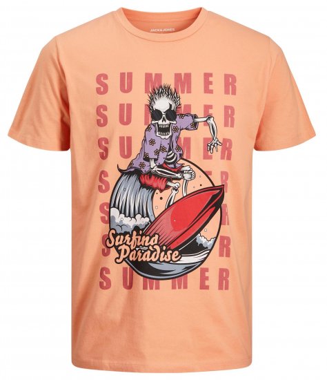 Jack & Jones JJEUSTACE T-Shirt Orange - Magliette - Magliette Uomo Taglie Forti