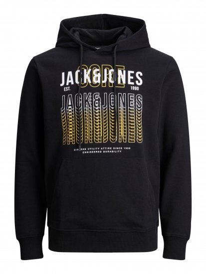 Jack & Jones JJCYBER SWEAT Hoodie Black - Felpe & felpe con cappuccio - Felpe & Felpe con Cappuccio Uomo Taglie Forti