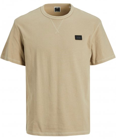 Jack & Jones JCOCLASSIC WAFFLE BADGE TEE Beige - Magliette - Magliette Uomo Taglie Forti