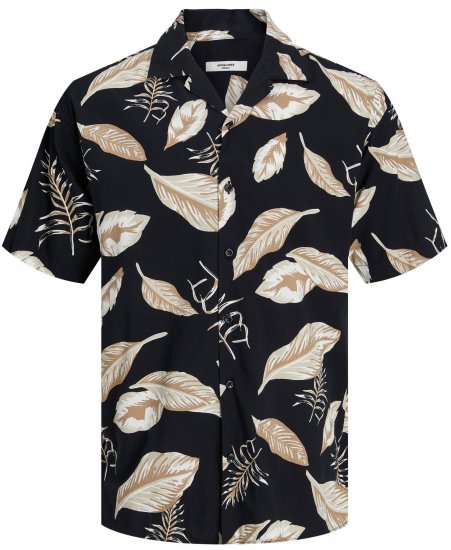Jack & Jones JPRBLATROPIC Resort Shirt Black - Camicie - Camicie Taglie Forti Uomo