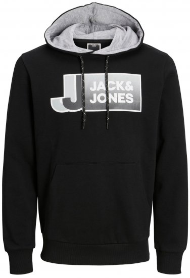 Jack & Jones JCOLOGAN Hoodie Black - Felpe & felpe con cappuccio - Felpe & Felpe con Cappuccio Uomo Taglie Forti