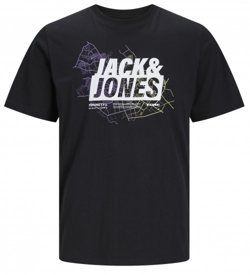 Jack & Jones JCOMAP LOGO T-Shirt Black - Magliette - Magliette Uomo Taglie Forti
