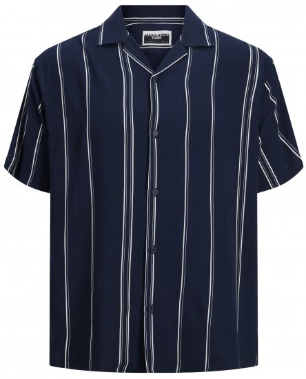 Jack & Jones JCOJEFF AOP Resort Shirt Navy Blazer - Camicie - Camicie Taglie Forti Uomo