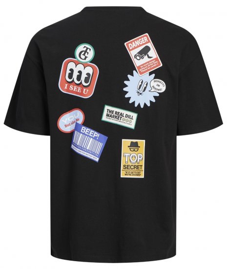 Jack & Jones JORDECAL T-Shirt with Back Print Black - Magliette - Magliette Uomo Taglie Forti