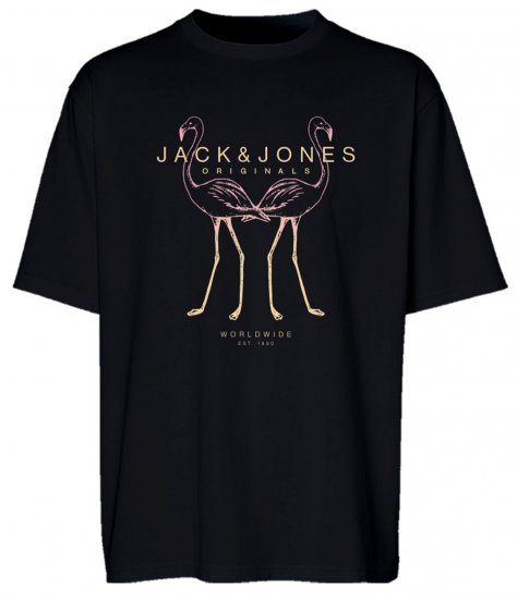 Jack & Jones JORLAFAYETTE 2 FST T-Shirt Black - Magliette - Magliette Uomo Taglie Forti