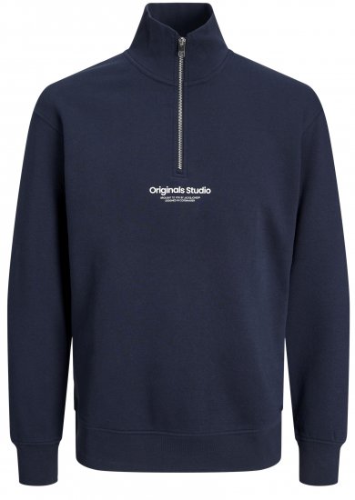 Jack & Jones Esterbro High Neck Quarter Zip Sweatshirt Dark Blue - Felpe & felpe con cappuccio - Felpe & Felpe con Cappuccio Uomo Taglie Forti