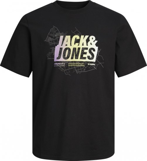 Jack & Jones JCOMAP SUMMER LOGO Black - Magliette - Magliette Uomo Taglie Forti