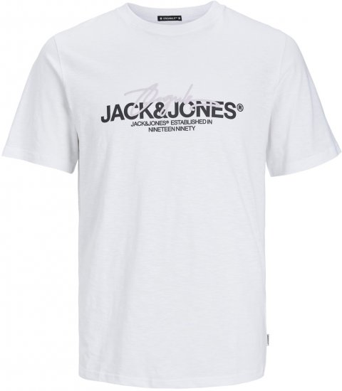 Jack & Jones JORARUBA BRANDING TEE SS CREW NECK Bright White - Magliette - Magliette Uomo Taglie Forti