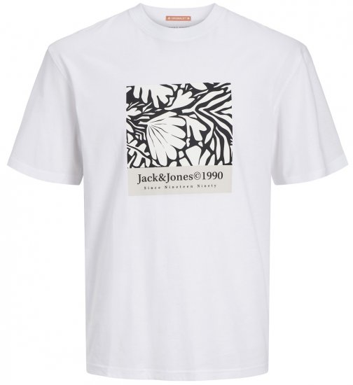  Jack & Jones JORMARBELLA AOP BRANDING T-Shirt Bright White - Magliette - Magliette Uomo Taglie Forti