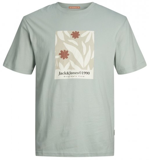 Jack & Jones JORMARBELLA AOP BRANDING T-Shirt Gray Mist - Magliette - Magliette Uomo Taglie Forti