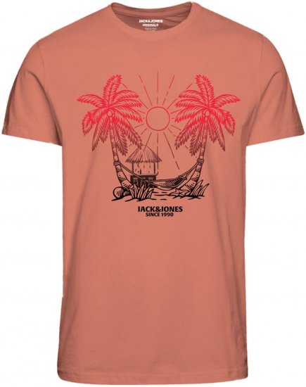 Jack & Jones JORARUBA TEE SS CREW NECK Canyon Sunset - Magliette - Magliette Uomo Taglie Forti