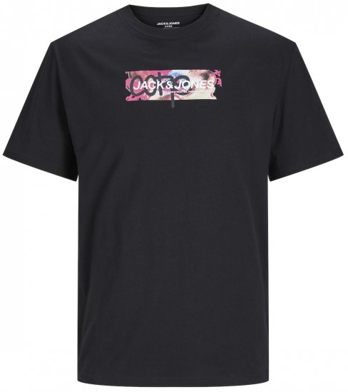 Jack & Jones JCOSUMMER PRINT T-Shirt Black - Magliette - Magliette Uomo Taglie Forti