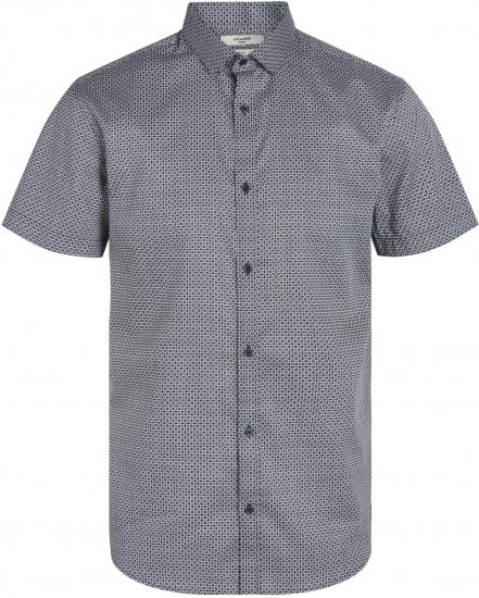 Jack & Jones JPRBLACARDIFF PRINT SHIRT S/S Navy Blazer - Camicie - Camicie Taglie Forti Uomo