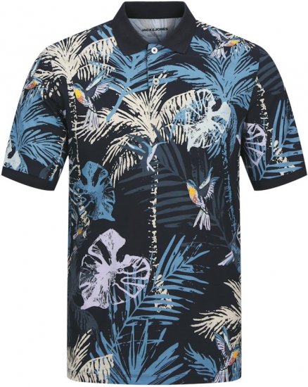 Jack & Jones Hawaii AOP Short Sleeve Polo Blue - Polo - Polo Uomo Taglie Forti