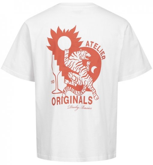  Jack & Jones Bellagio Collage Crew Neck T-Shirt Bright White - Magliette - Magliette Uomo Taglie Forti