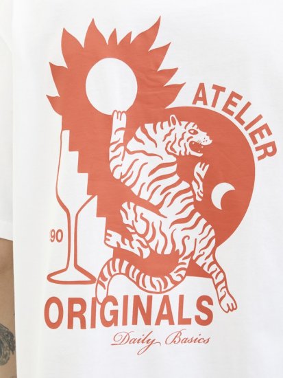  Jack & Jones Bellagio Collage Crew Neck T-Shirt Bright White - Magliette - Magliette Uomo Taglie Forti