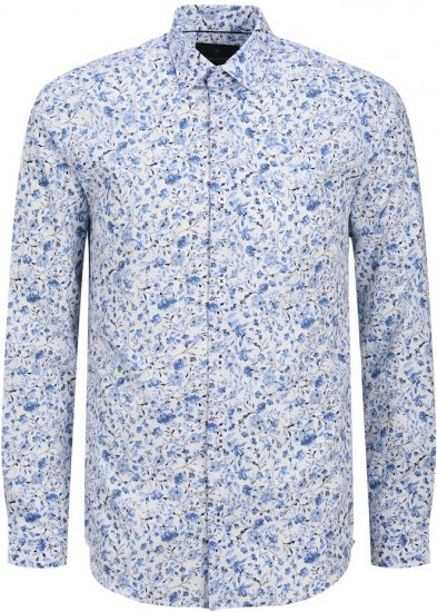Jack & Jones BARNES Printed Dobby Long Sleeve Shirt Light Blue - Camicie - Camicie Taglie Forti Uomo