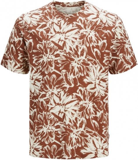 Jack & Jones Split AOP Crew Neck T-Shirt Brown - Magliette - Magliette Uomo Taglie Forti