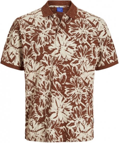 Jack & Jones Split AOP Print Polo Brown - Polo - Polo Uomo Taglie Forti
