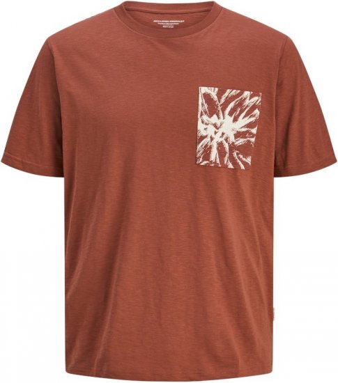 Jack & Jones Split Pocket Print T-Shirt Brown - Magliette - Magliette Uomo Taglie Forti