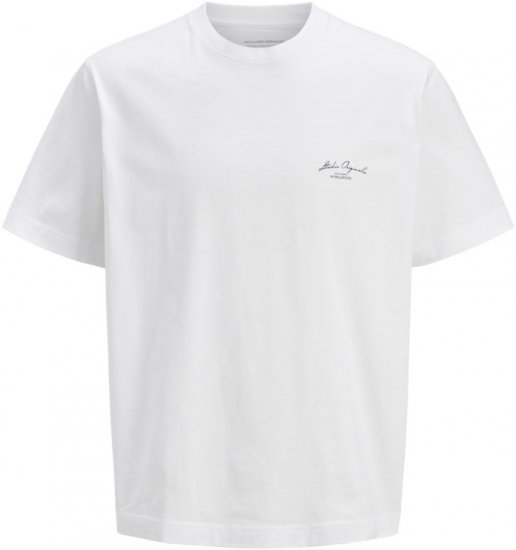 Jack & Jones Lington Back And Front Print Crew Neck T-Shirt Bright White - Magliette - Magliette Uomo Taglie Forti