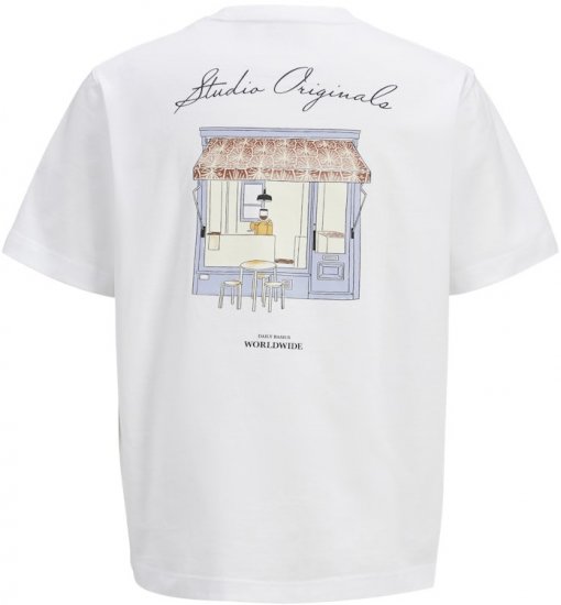 Jack & Jones Lington Back And Front Print Crew Neck T-Shirt Bright White - Magliette - Magliette Uomo Taglie Forti