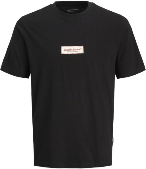 Jack & Jones Split Fakestitch Branding T-Shirt Black - Magliette - Magliette Uomo Taglie Forti