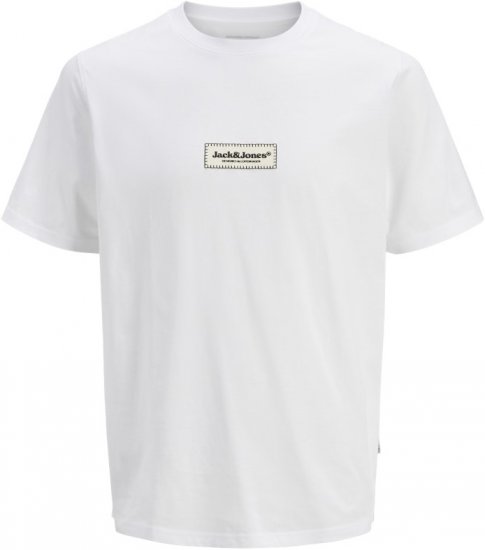 Jack & Jones Split Fakestitch Branding T-Shirt Bright White - Magliette - Magliette Uomo Taglie Forti