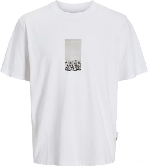 Jack & Jones Pacer Photo Branding Crew Neck T-Shirt Bright White - Magliette - Magliette Uomo Taglie Forti