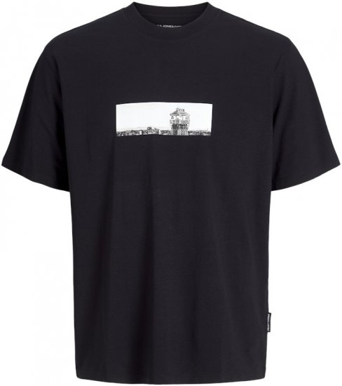 Jack & Jones Pacer Photo Branding Crew Neck T-Shirt Black - Magliette - Magliette Uomo Taglie Forti
