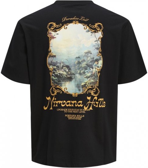 Jack & Jones Parallel Crew Neck T-Shirt Black - Magliette - Magliette Uomo Taglie Forti